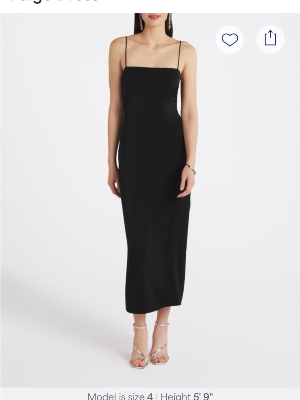 Minimalist Black Midi Slip Dress with Thin Straps